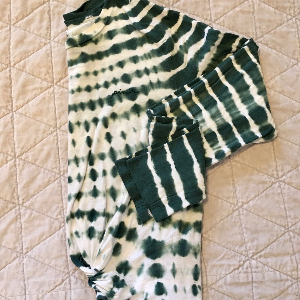VS Pink - Green and White Tie Dye Tee Size Medium